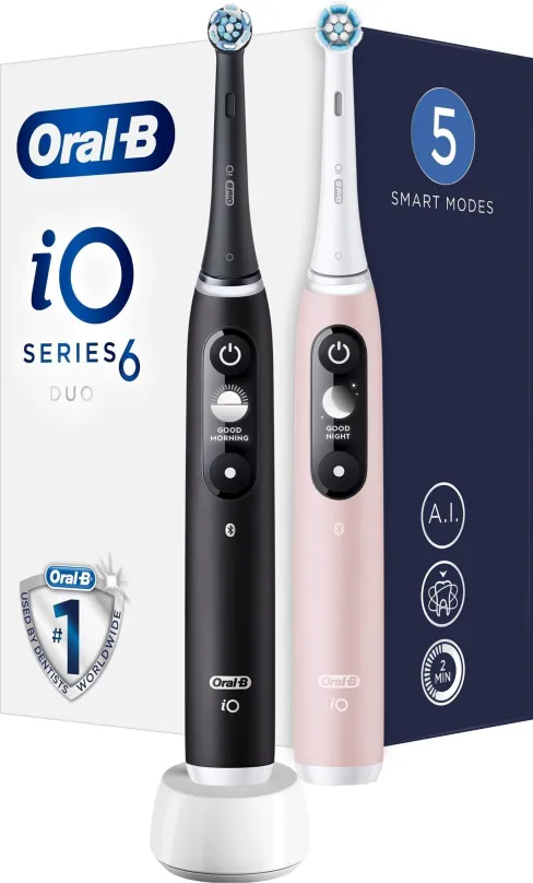 Elektrická zubná kefka Oral-B iO Series 6 Duo Black & Pink Sand magnetické zubné kefky
