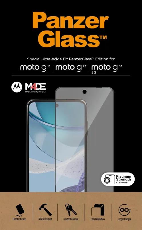 Ochranné sklo PanzerGlass Motorola Moto G13/G23/G53 5G, pre Motorola Moto G53 5G, Moto G13