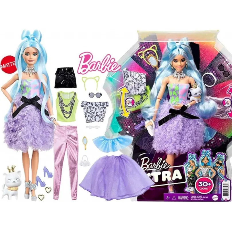 Barbie Extra Štýlová dlhovláska s mačičkou, Mattel GYJ69