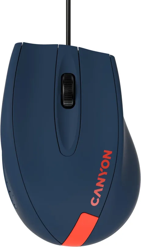 Myš CANYON myš drôtová M-11, 3 tlačidlá, 1000 dpi, pogumovaný povrch, modrá - červené logo