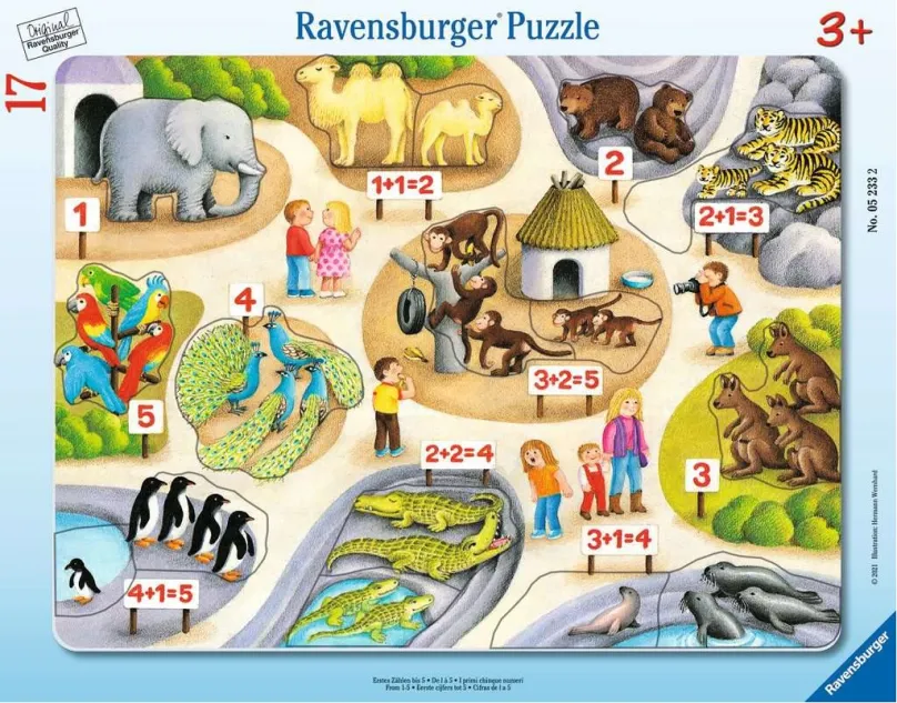 RAVENSBURGER Puzzle Prvé počty do 5 v ZOO 17 dielikov