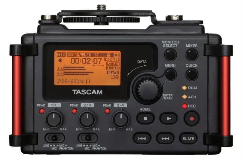 Audio rekordér Tascam DR-60DMKII, profesionálny, vhodný pre DSLR kamery, nahrávanie na SD/