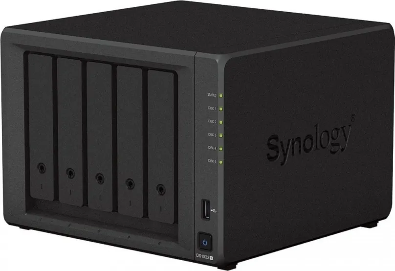 NAS Synology DS1522+, 5x, CPU AMD Ryzen R1600 3,1 GHz, 8 GB DDR4 (max. 32 GB), 2 x USB 3.