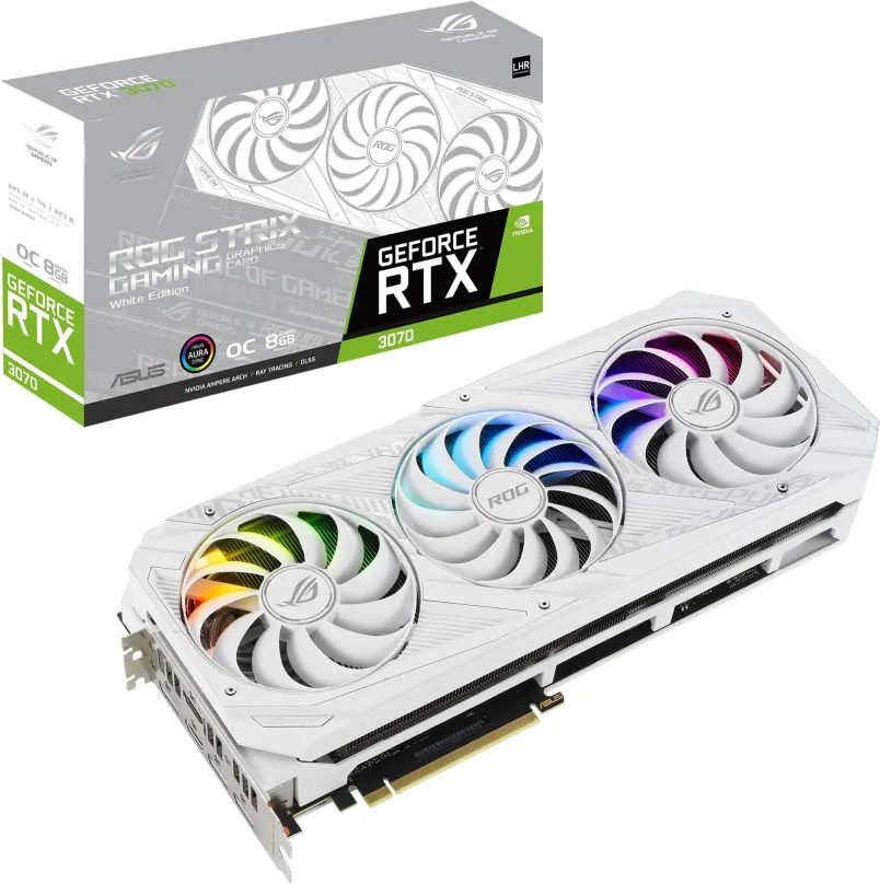 Grafická karta ASUS ROG STRIX GeForce RTX 3070 GAMING V2 White O8G, 8GB GDDR6 (14000MHz),