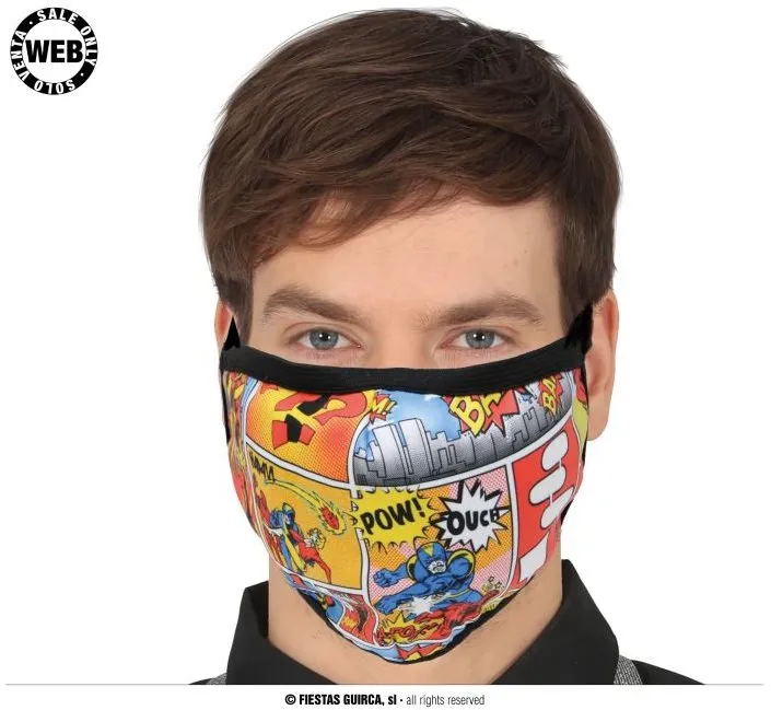 Karnevalová maska Látková Rúška - Motív Komiks