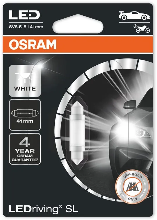 LED autožiarovka OSRAM LEDriving SL C5W dĺžka 41mm Studene biela 6000K 12V jeden kus v balení