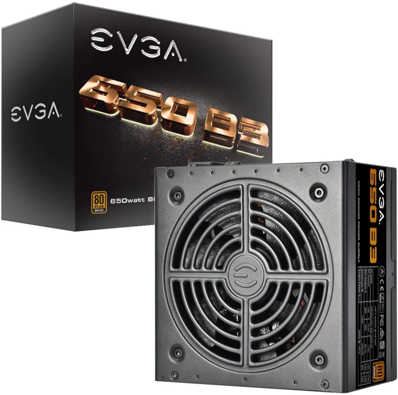 Počítačový zdroj EVGA 650 B3, 650 W, ATX, 80 PLUS Bronzia, účinnosť 85%, 3 ks PCIe (8-pin