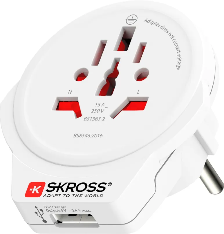 Cestovný adaptér SKROSS WORLD TO EUROPE USB PA30USB