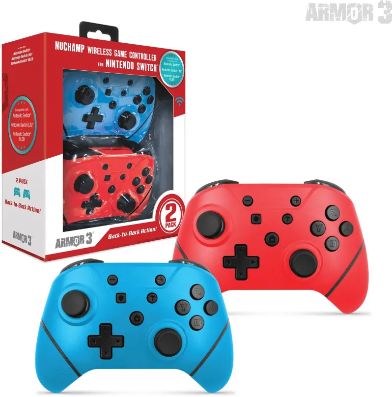 Herný ovládač Armor3 NuChamp Wireless Controller Pack pre Nintendo Switch (2in1) (Blue, Red)