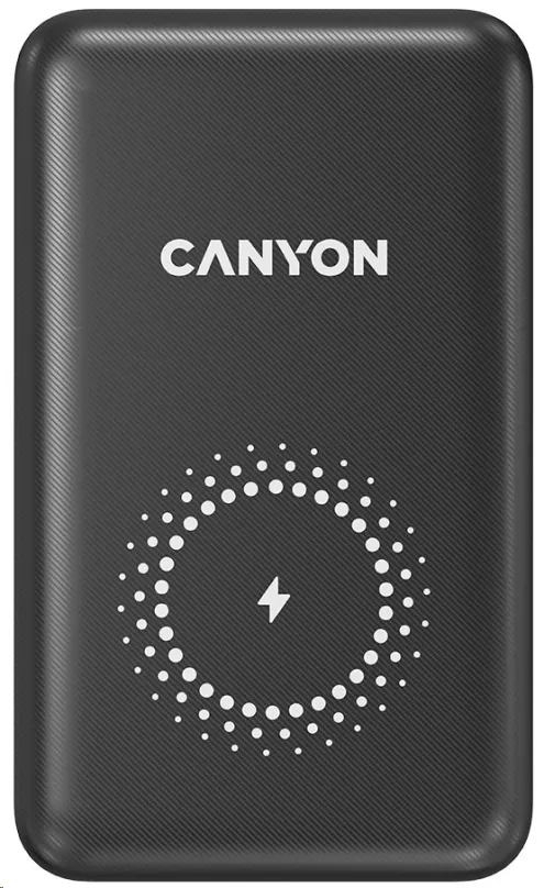 CANYON powerbanka PB-1001B PD&QC3.0,10 000mAh,Qi&AppleMagSafe,In 5/9V (Lightning/USB-C),Out 5/9/12V (USB-A+USB-C),čierna