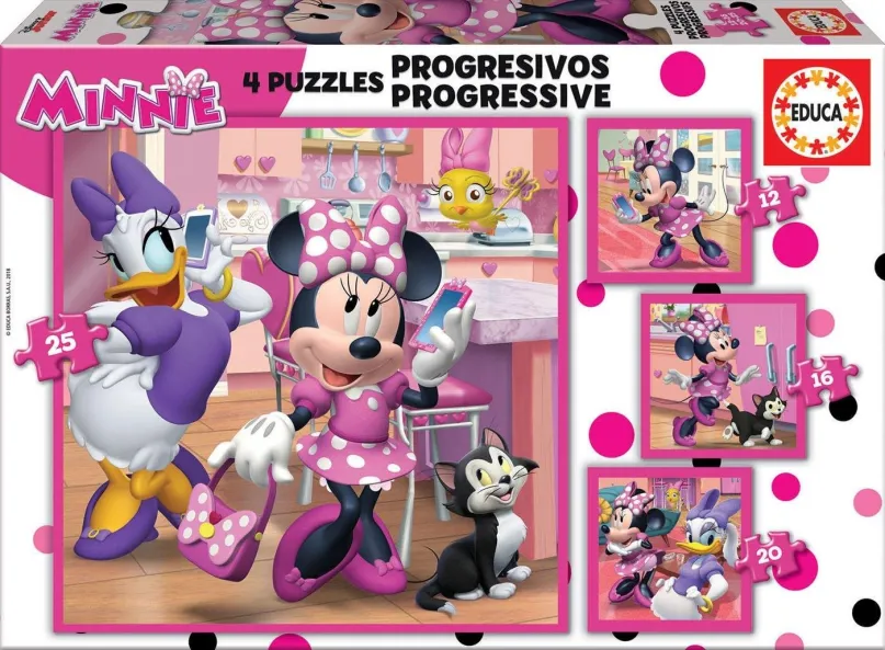 Puzzle Educa Puzzle Minnie a Daisy 4v1 (12,16,20,25 dielikov)