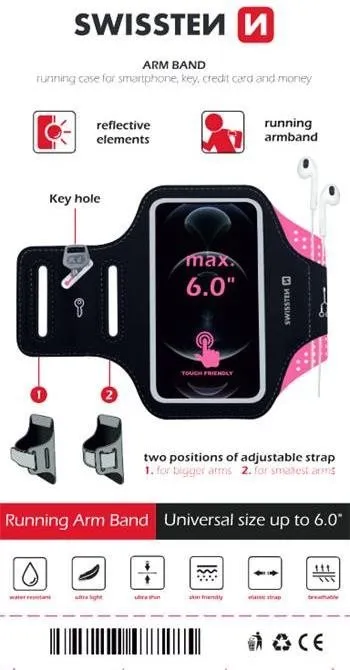 Puzdro na mobil Swissten Armband Case veľ. 6.0" ružové