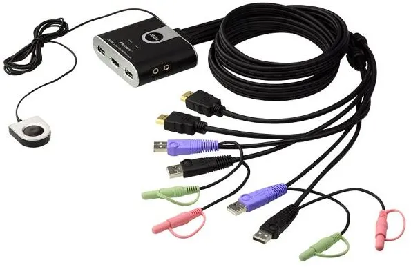 Prepínač ATEN 2-port HDMI KVM USB2.0 mini, audio, 1.2m káble, DO