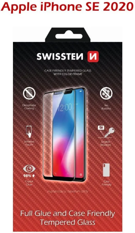 Ochranné sklo Swissten Case Friendly pre iPhone SE 2020 čierne