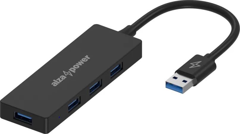USB Hub AlzaPower FlatCore USB-A (M) na 4× USB-A 3.0 (F) čierny