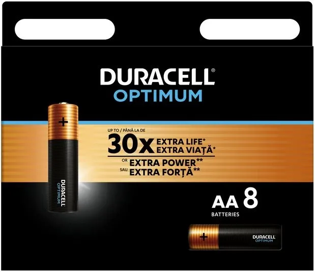 Jednorazová batéria DURACELL Optimum alkalická batéria ceruzková AA 8 ks