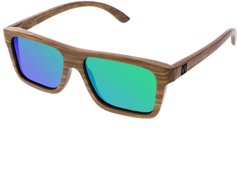 Slnečné okuliare VeyRey Drevené slnečné okuliare hranaté Forest zelené sklá