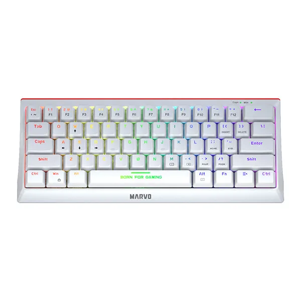 Marvo KG962 EN - R, klávesnica US, herná, mechanická typ drôtová (USB), biela, podsvietená, červené spínače