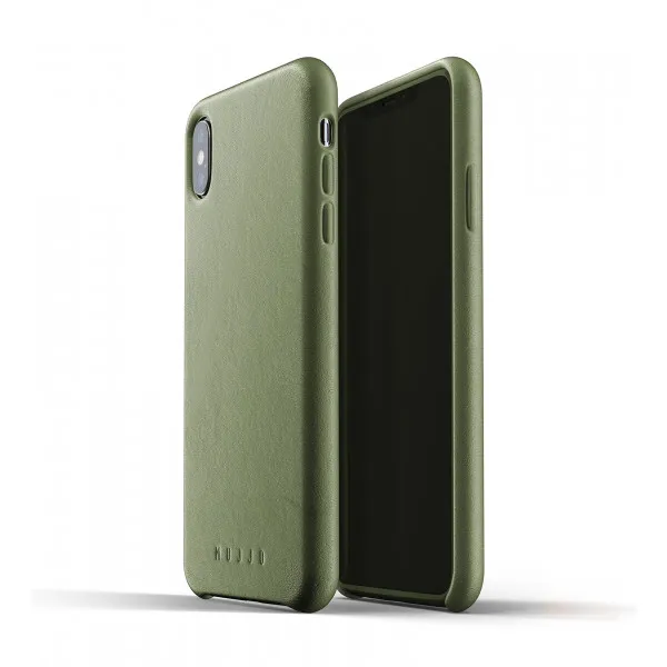 MUJJO Full Leather Case pre iPhone XS Max - olivový