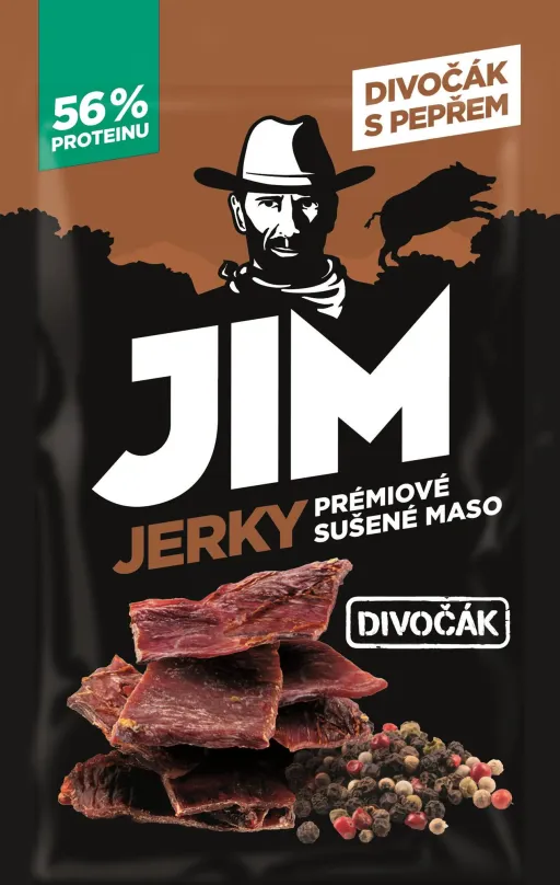 Sušené mäso Jim Jerky diviak s čiernym korením 23 g