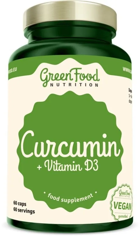 Vitamín GreenFood Nutrition Curcumin + Vitamín D3 60 kapsúl