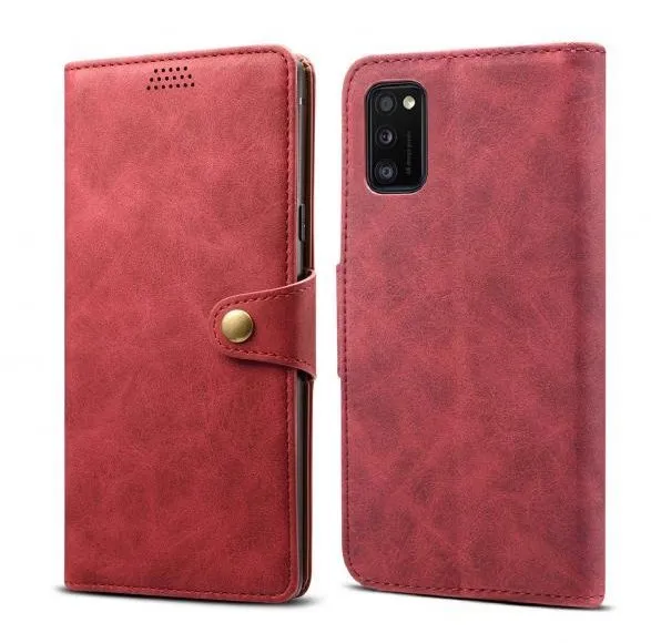Puzdro na mobil Lenu Leather pre Samsung Galaxy A41, červené