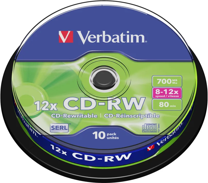 Médiá VERBATIM CD-RW SERL 700MB, 12x, spindle 10 ks