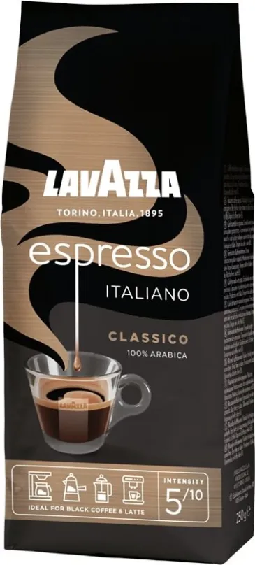Káva Lavazza Espresso, zrnková, 250g, zrnková, 100% arabica, pôvod Zmes rôzneho pôvodu,