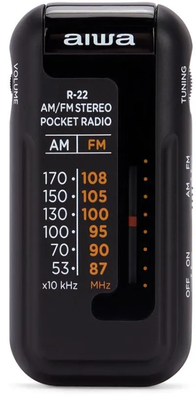 Rádio AIWA Prenosné vreckové rádio so slúchadlami do uší R-22BK