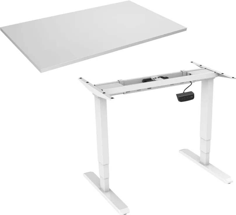 Výškovo nastaviteľný stôl AlzaErgo Table ET1 NewGen biely + doska TTE-12 120x80cm biely laminát