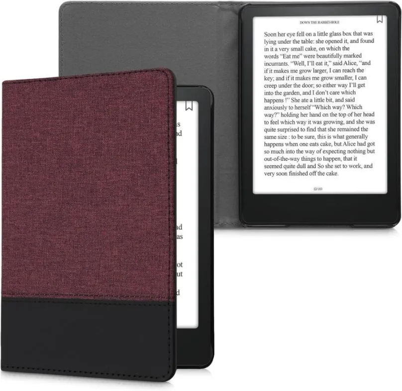 Púzdro na čítačku kníh KW Mobile - Leather And Canvas - KW5715720 - púzdro pre Amazon Kindle Paperwhite 5 (2021) - červené