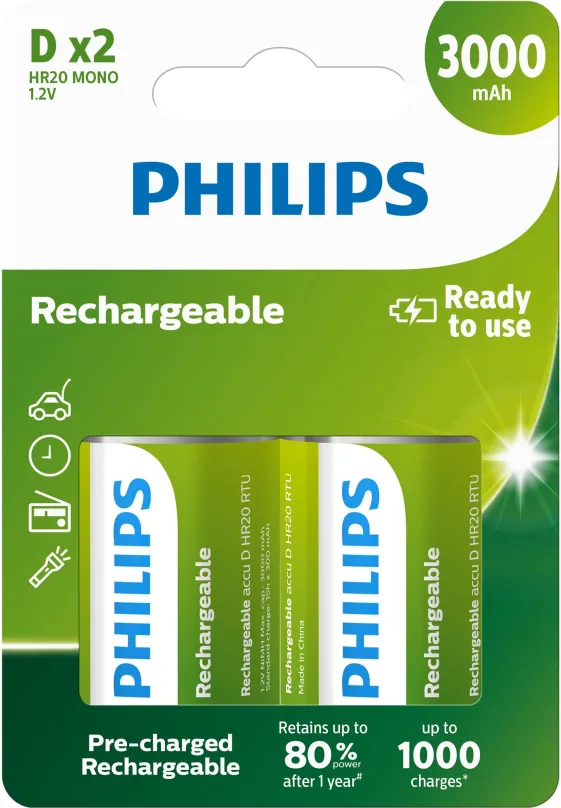 Nabíjacie batérie Philips R20B2A300 2 ks v balení