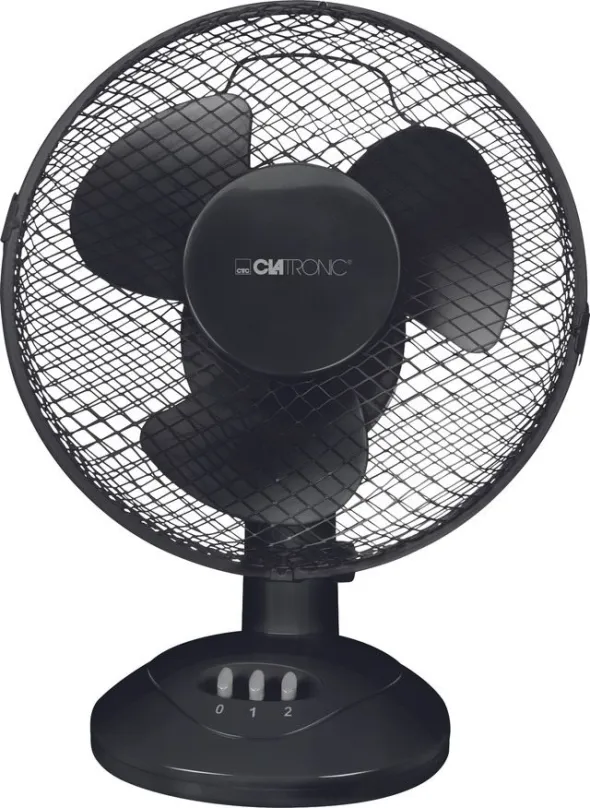 Ventilátor CLATRONIC VL 3601, stolný, čierna farba, priemer lopatiek 23 cm, hlučnosť 51 dB