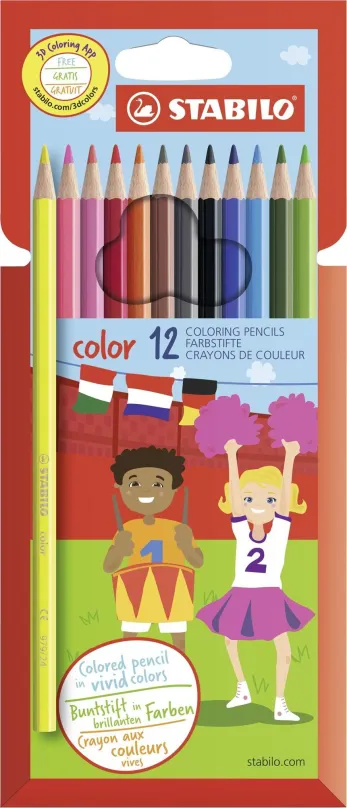 Pastelky STABILO color kartónové púzdro, 12 farieb vrátane neónových
