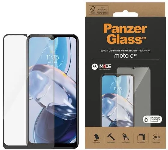 Ochranné sklo PanzerGlass Motorola Moto E22s, pre Motorola Moto E22s, zaoblenie 2.5D, tvrd