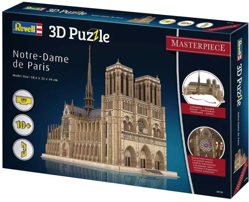 3D puzzle 3D Puzzle Revell 00190 - Notre Dame de Paris, 293 dielikov v balení, téma Štáty