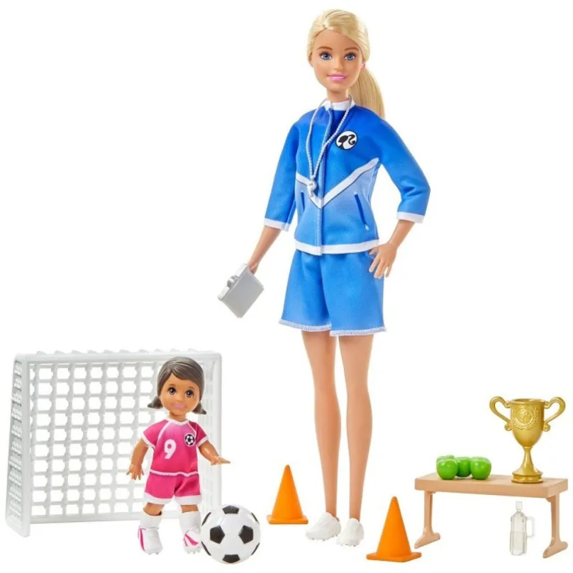 Mattel Barbie futbalová trénerka s bábikou herný set blondínka, GLM47