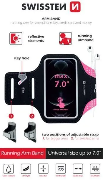 Puzdro na mobil Swissten Armband Case veľ. 7.0" ružové