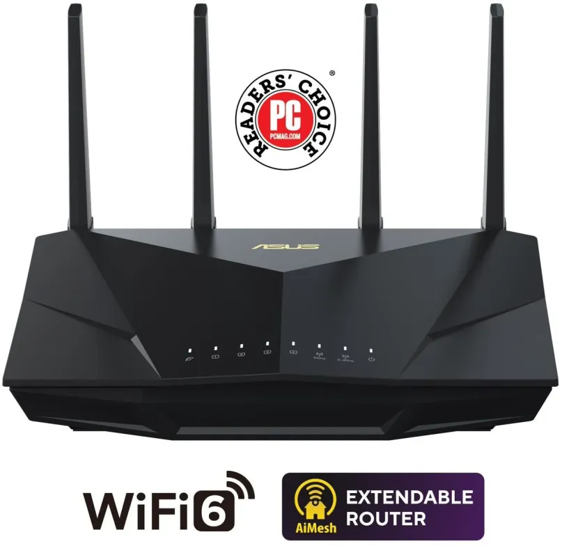 WiFi router ASUS RT-AX5400, s WiFi 6, 802.11s/b/g/ac/ax až 5400 Mb/s, dual-band (2.4 GHz