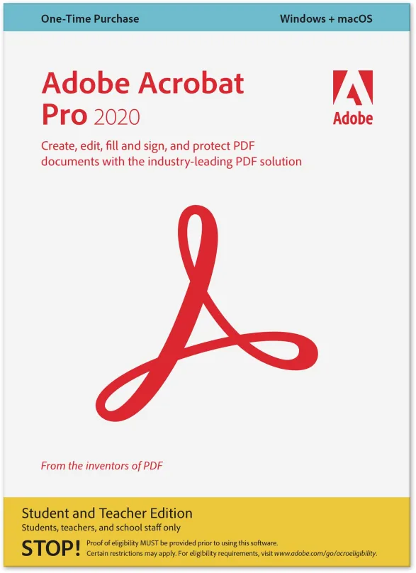 Kancelársky softvér Adobe Acrobat Pro Student&Teacher, Win/Mac, EN (BOX)