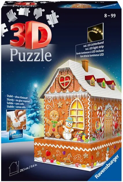 Puzzle Ravensburger 3D 112371 Perníková chalúpka (Nočná edícia) 216 dielikov