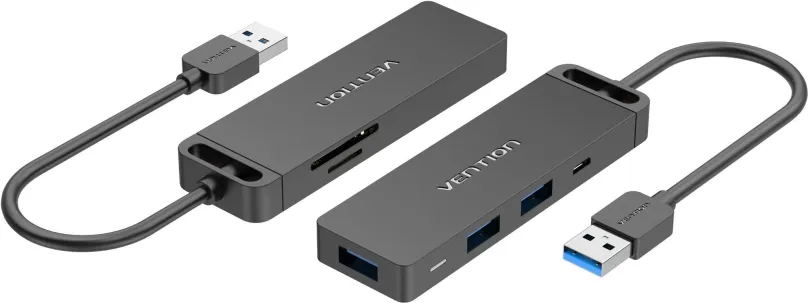 Replikátor portov Vention USB 3.0 to 3x USB / TF / SD / Micro USB-B HUB 0.15 Black ABS Type