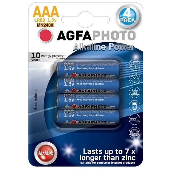 AgfaPhoto Power alkalická batéria 1.5V, LR03/AAA, 4ks