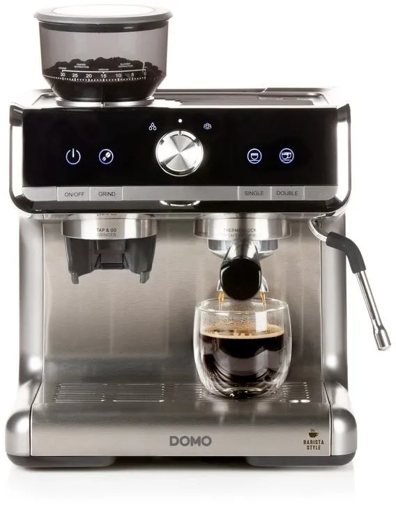 Pákový kávovar DOMO DO720K, do domácnosti, príkon 1550 W, tlak 15 bar, materiál nerez,
