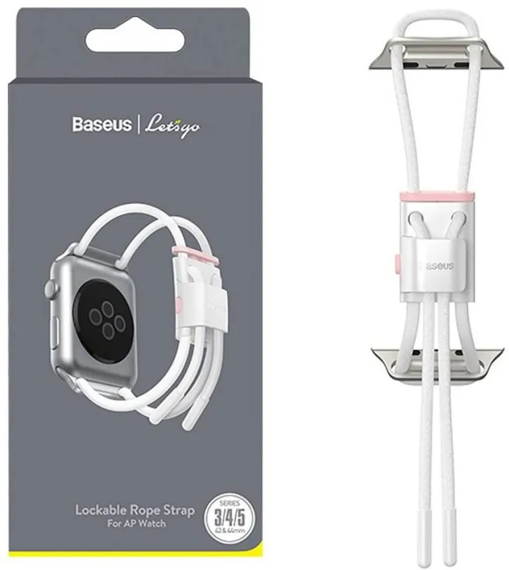 Remienok Baseus Lockable Rope Strap pre Apple Watch 42/44/45/Ultra 49mm White&Pink