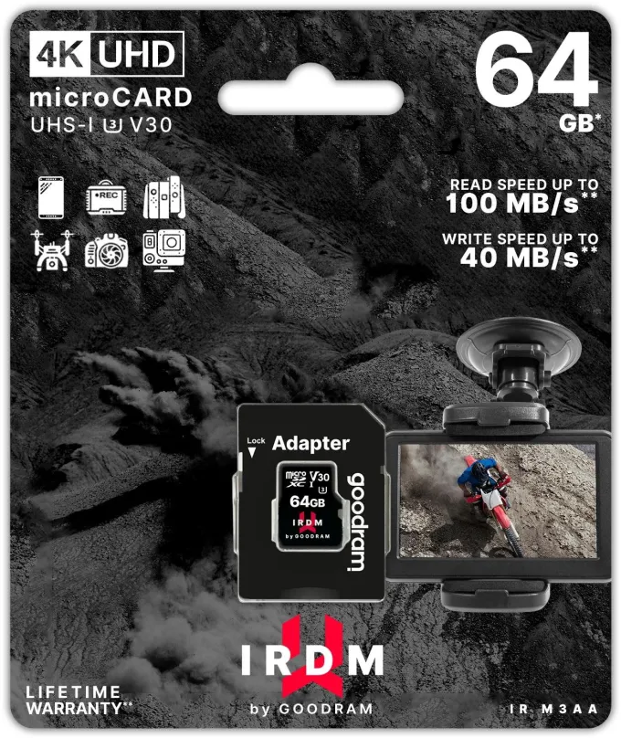 Pamäťová karta IRDM by GOODRAM 64GB MicroSD karta UHS I U3 + adaptér