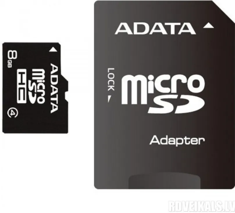 Pamäťová karta ADATA MicroSDHC 8GB Class 4 + SD adaptér
