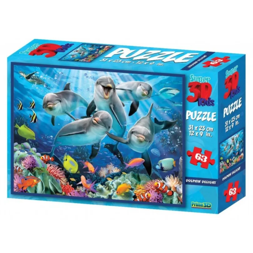 3D Puzzle Delfíny 63 dielikov