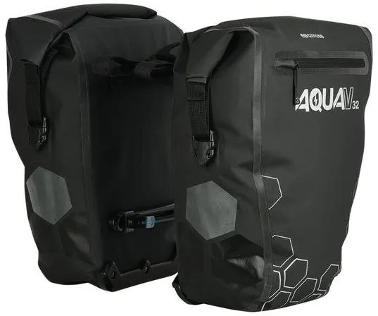 Taška na bicykel OXFORD bočné tašky AQUA V32 QR, (čierne, s rýchloupínacím systémom, objem 32l, 1 pár