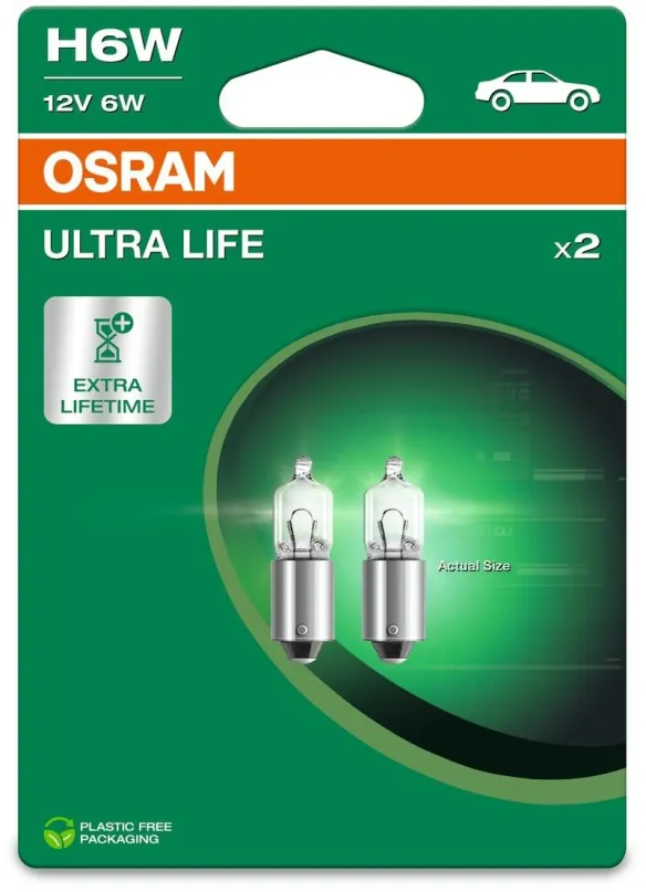 Autožiarovka Osram Ultralife H6W, 12V, 6W, BAX9s, 2 kusy v balení